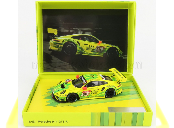 PORSCHE 911 991-2 Gt3 R Team Manthey Racing N 911 2nd 24h Nurburgring 2019 E.bamber - M.christensen - K.estre, Yellow Green