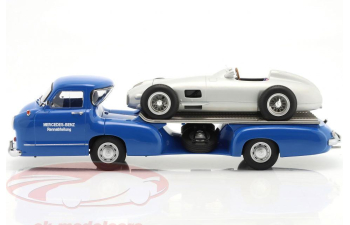 MERCEDES-BENZ Renntransporter (blue) + MERCEDES-BENZ W196 (1955), silver