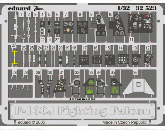 Цветное Фототравление для F-16CJ interior TAM