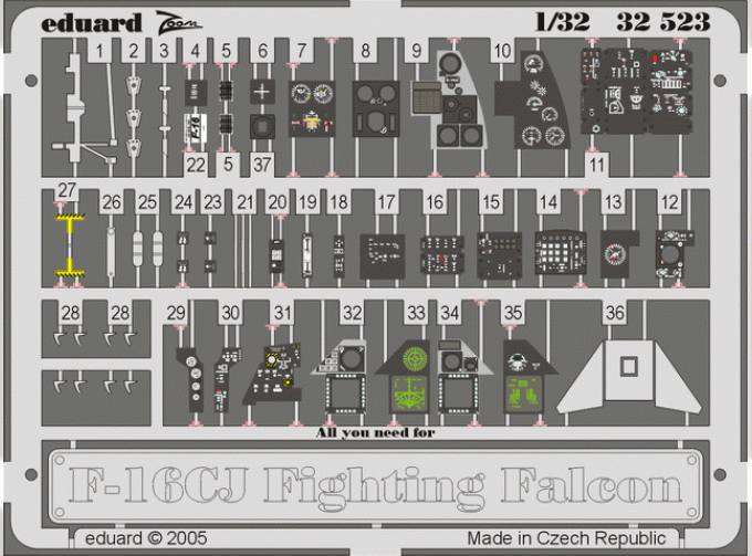 Цветное Фототравление для F-16CJ interior TAM