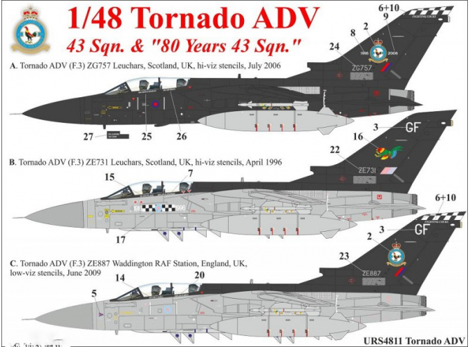 Декаль для Tornado ADV F3 43 sqn