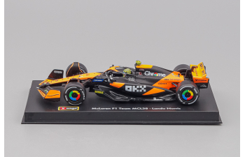McLAREN F1 Mcl38 Team Mclaren №4 Winner Miami Gp (2024) First F1 Victory Lando Norris - With Pilot And Showcase, orange / black