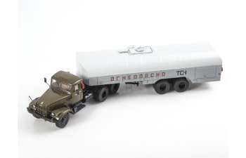 Топливозаправщик КРАЗ-258Б1 с полуприцепом ТЗ-22, хаки / серый