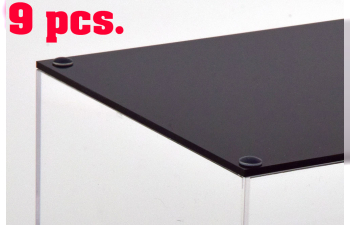 Стеллаж ACRYL-VITRINE Bodenplatte schwarz Hochglanz stackable, Maße: Länge 35,5cm, Tiefe 15cm, Höhe 15cm (9 Stück)