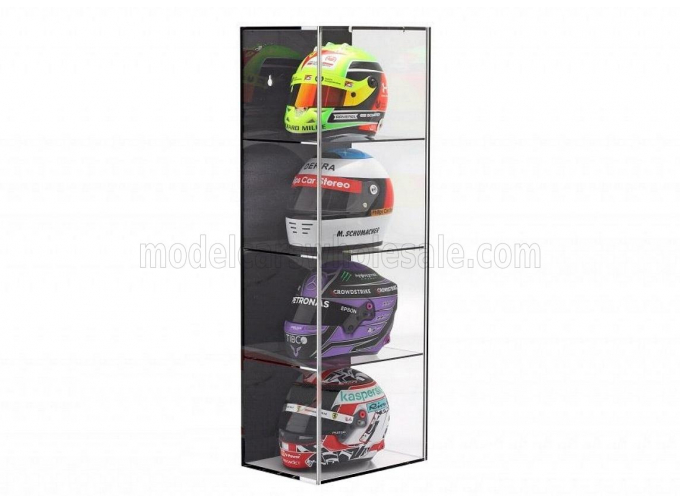 VETRINA DISPLAY BOX Hight Quality Showcase For Up To 4 Helmets 1/2 Lungh.length Cm 21 X Largh.width Cm 15.5 X Alt.height Cm 60.5, Black Backside