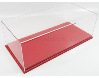 VETRINA DISPLAY BOX Molhouse Base In Pelle Rossa - Leather Base Red - Lungh.lenght Cm 51 X Largh.width Cm 24 X Alt.height Cm 19 (altezza Interna 15.3 Cm), Plastic Display
