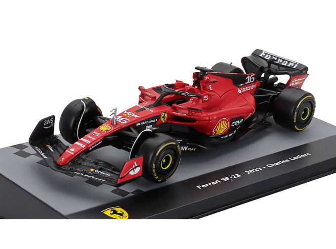 FERRARI F1 Sf-23 Team Scuderia Ferrari №16 Season 2023 Charles Leclerc - Con Vetrina - With Showcase, Red Black