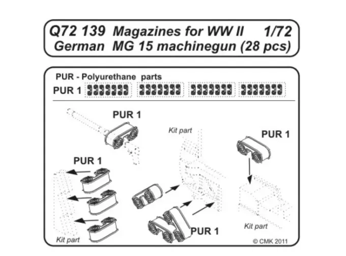 MG 15 Magazines for WWII Germ.Guns (28pcs)