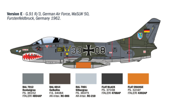 Сборная модель FIAT G91r Military Airplane 1967 - Aereonautica Militare Italiana - Italian Air Force