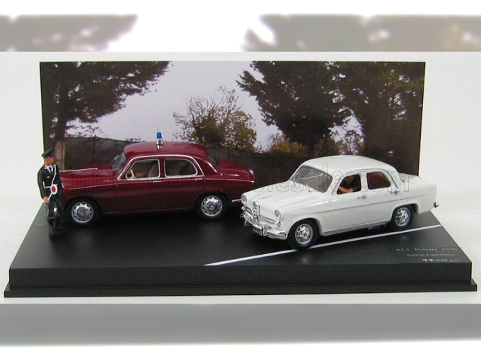 ALFA ROMEO Set Alt Polizia (1956) - 1900 - Giulietta With Figures, Bordeaux White