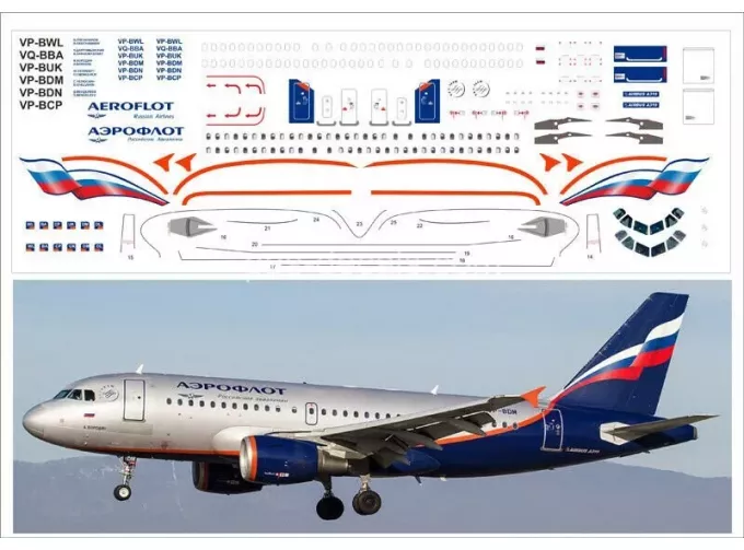 Декаль на A319 Аэрофлот Российские Авиалинии