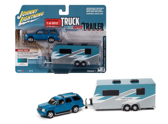 CADILLAC Escalade (2005) with Camper Trailer, teal