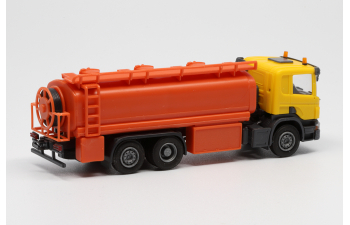 SCANIA P 6х2 цистерна для промывки ливневых стоков, желтый/оранжевый