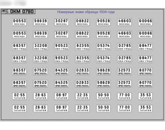 Набор декалей Номерные знаки СССР 1934 года (100х70)