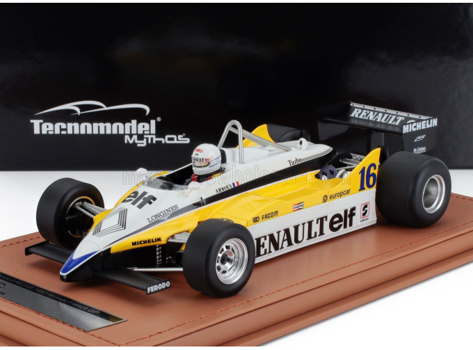 RENAULT F1 Re30b V6 Turbo Team Renault Elf №16 Winner France Gp (with Pilot Figure) (1982) Rene Arnoux, White Yellow Black