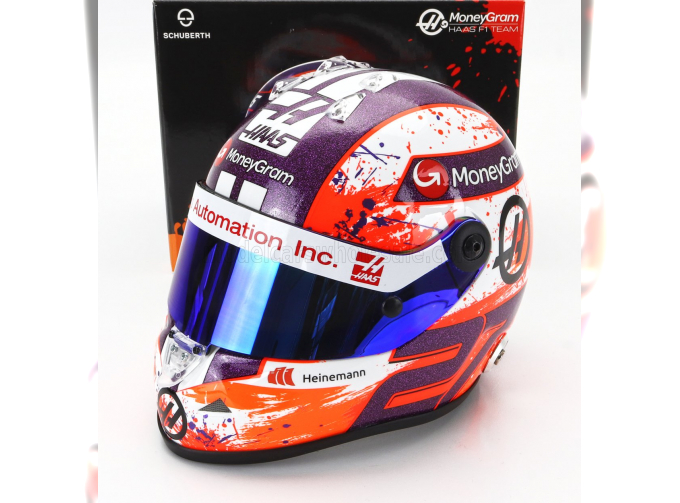 SCHUBERTH HELMET Casco Helmet F1 Nico Hulkenberg Team Moneygram Haas №27 Season 2023, White Orange Purple