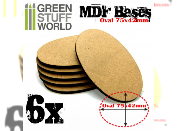 Овальное AOS основание 75 x 42 мм / MDF Bases - AOS Oval 75x42mm