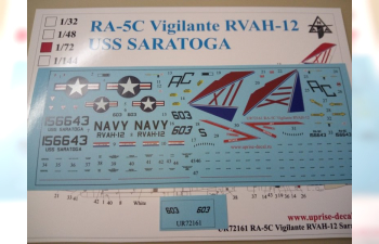 Декаль RA-5C Vigilante RVAH-12 USS Saratoga, with stencils