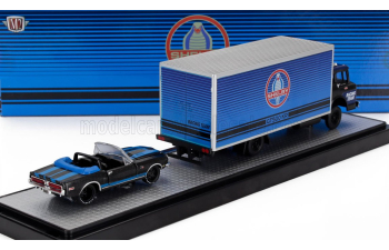 FORD C-950 Truck Car Transporter (1970) With Mustang Shelby Gt500 Kr Cabriolet (1968), Black Blue