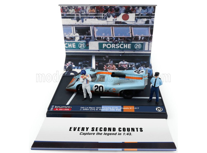 PORSCHE 917k Team Jwa-gulf №20 24h Le Mans (1970) Jo Siffert - Brian Redman - Gulf Livery, Light Blue Orange