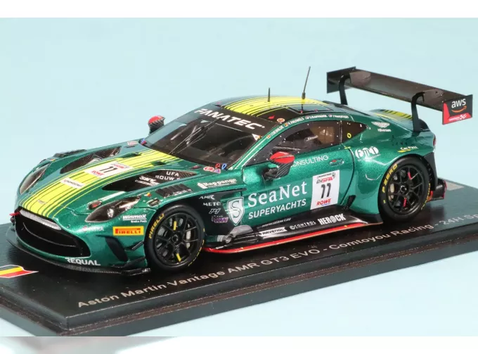 ASTON MARTIN Vantage Amr Gt3 Evo 4.0l Turbo V8 Team Comtoyou Racing №11 24h Spa (2024) Kobe Pauwels - John De Wilde - Dante Rappange - Job Van Uitert, Green Yellow