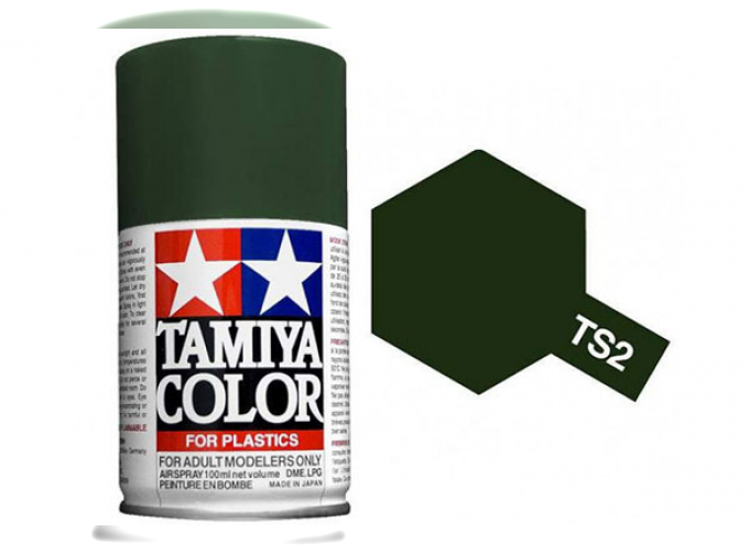 Краска спрей темно-зеленый TS-2 Dark Green (в баллоне), 100 мл.