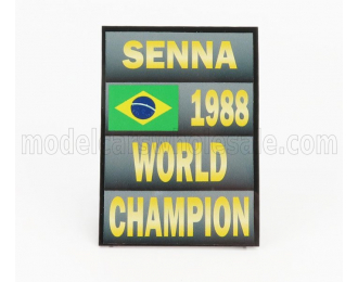 ACCESSORIES F1 World Champion Plate Pit Board - Mclaren Mp4/4 Honda N 12 Season 1988 Ayrton Senna, Grey Black Yellow