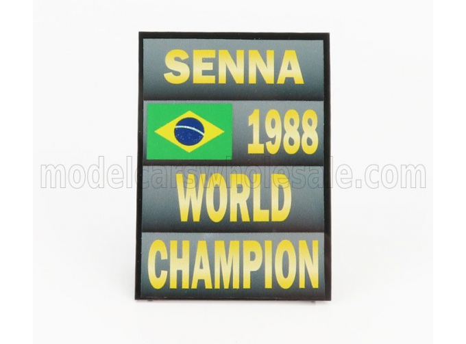 ACCESSORIES F1 World Champion Plate Pit Board - Mclaren Mp4/4 Honda N 12 Season 1988 Ayrton Senna, Grey Black Yellow