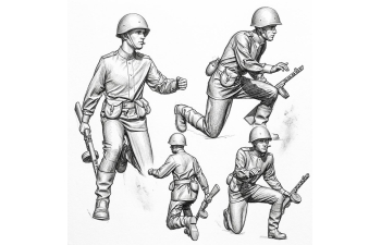 Фигурки Солдаты РККА, 1943-1945 "Штурм#1" (не окрашеные)