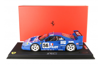 FERRARI F40 Lm 3.5l Turbo V8 Team Pilot Pen Racing N 56 24h Le Mans (1996) Michel Ferte - Olivier Thevenin - Nicolas Leboissetier - Con Vetrina - With Showcase, Blue