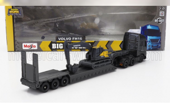 VOLVO Fh16 Xl 750 Truck Pianale Trasporto Ec220e Escavatore Cingolato Excavator, Black Yellow