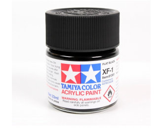Краска акриловая краска XF-1 FLAT BLACK (чёрный матовый), 23 мл
