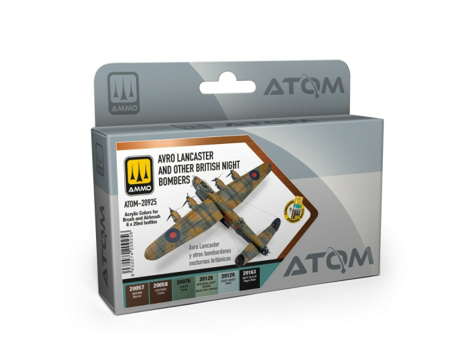 Набор красок ATOM Авро Ланкастер и другие ночные бомбардировщики / Avro Lancaster and other Night Bombers Set