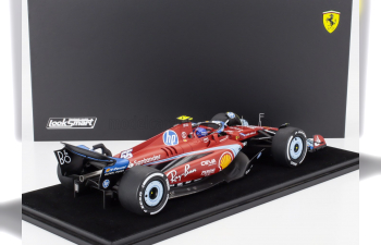 FERRARI F1 Sf-24 Team Scuderia Ferrari №55 5th Miami Gp (2024) Carlos Sainz - Con Vetrina - With Showcase, Red Black Light Blue