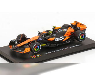 McLAREN F1 Mcl38 Team Mclaren №4 Winner Miami Gp (2024) First F1 Victory Lando Norris - With Pilot And Showcase, Orange Black