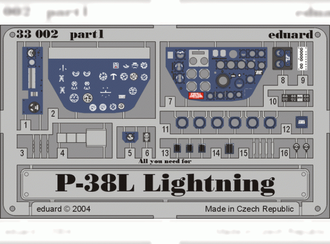 Фототравление P-38L dashboard