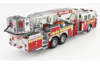 SEAGRAVE Truck Tower Ladder 9 Scala Fire Dept. City Of New York - Vigili Del Fuoco - Fire Engine - 55cm, Red White