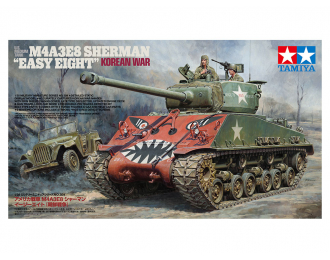 Сборная модель Американский танк Medium Tank M4A3E8 Sherman - "Easy Eight" Korean War с двумя фигурами. В комплекте виниловые траки