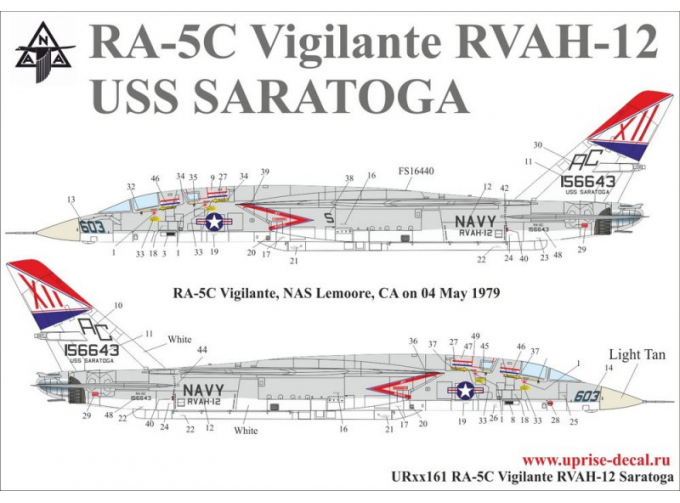 Декаль для RA-5C Vigilante RVAH-12 USS Saratoga