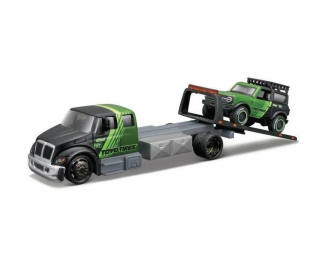 INTERNATIONAL Durastar Ramp Truck with FORD Bronco (2021), black green