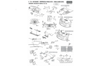 Фототравление Subaru Impreza WRX STI для моделей Aoshima （PE+Metal parts）(050545&050552)