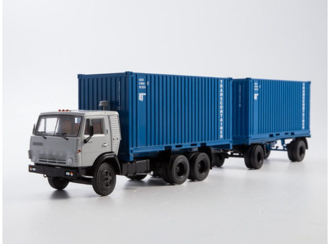 Камский грузовик 53212 контейнеровоз с прицепом ГКБ-8350, серый / синий