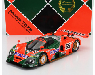 MAZDA 787b 2.6l Team Mazdaspeed Co. Ltd. №55 Winner 24h Le Mans (1991) Bertrand Gachot - Johnny Herbert - Volker Weidler, Orange Green Silver