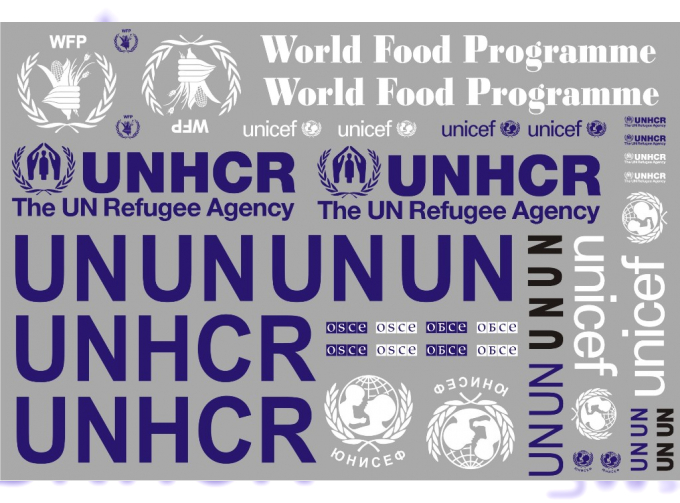 Набор декалей Международные организации ООН (UN), ОБСЕ (OSCE) и др., 210x148