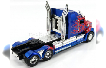 WESTERN STAR 5700 Xe Tractor Truck 2009 - Optimus Prime Transformers V L'ultimo Cavaliere - Movie 2017, Blue Met Red