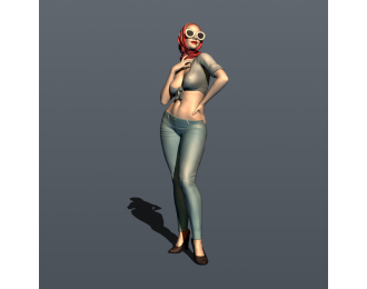 Фигура Дамочка в платке (масштаб 1:24), окрашенная