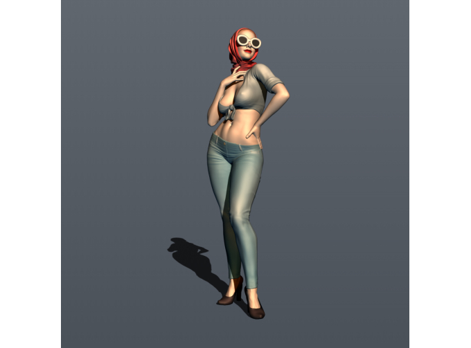 Фигура Дамочка в платке (масштаб 1:24), окрашенная