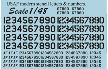 USAF modern stencil letters and numbers».Black.The complete set 1,5 leaf. Wet decal