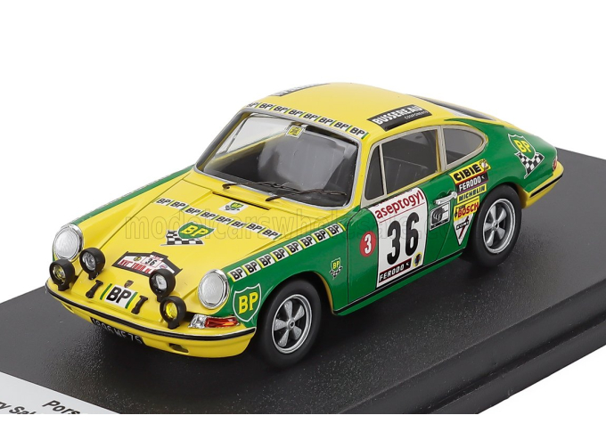 PORSCHE 911 S (night Version) N 36 Rally Tour De Corse (1972) Thierry Sabine - Jean-pierre Peyroux, Yellow Green