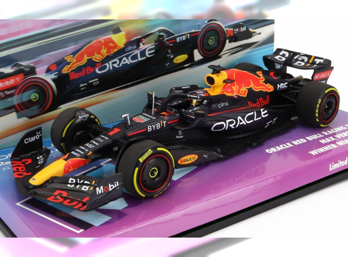 RED BULL F1 Rb18 Team Oracle Red Bull Racing N 1 Winner Miami Gp World Champion 2022 Max Verstappen, Matt Blue Yellow Red